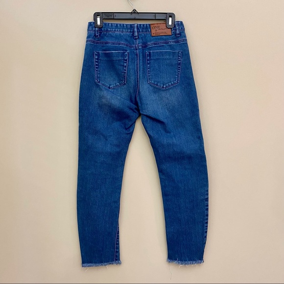 ONE TEASPOON Scallywags High Rise Bowed Leg Jeans Blue Denim Size 26/4/Small - Picture 2 of 10